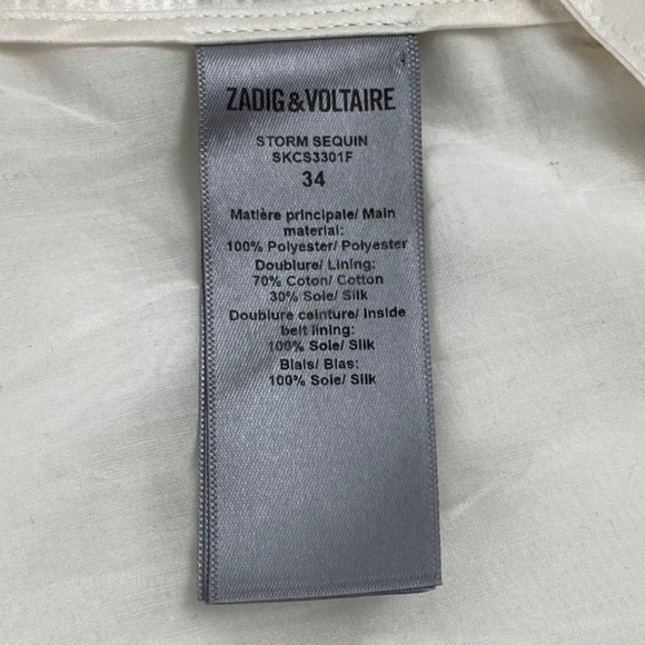 ZADIG & VOLTAIRE - Storm Sequin Short in White Size 34 - Picture 7 of 7